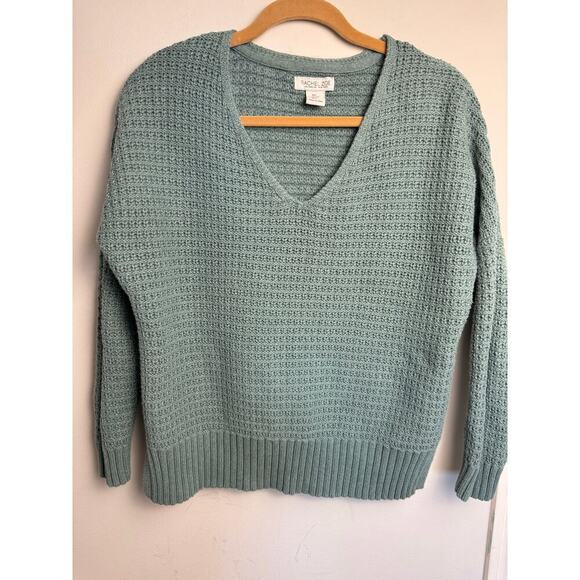 Rachel Zoe Sweaters - Rachel Zoe Womens L Long Sleeve Knit Sweater Teal Aqua Color Cotton Blend